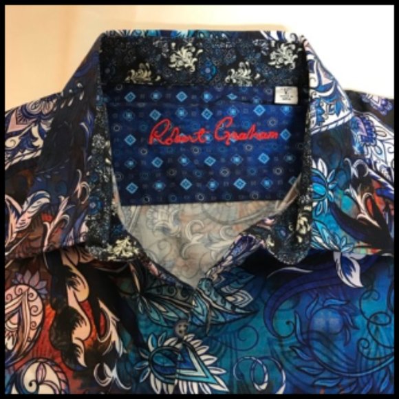 Robert Graham Blue and Brown Paisley Dress Shirt - Picture 8 of 15